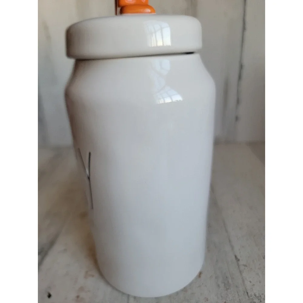 Rae Dunn tall scary Halloween ceramic canister jar spider‎ web home decor